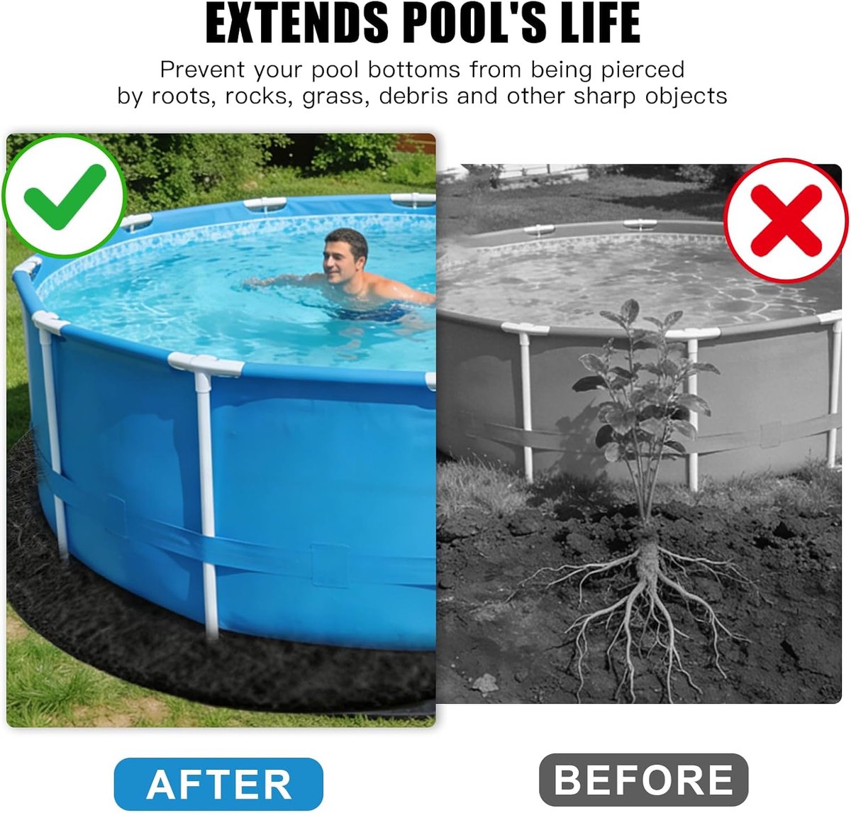 460 cm zwembadonderlegger, rond, voor opbouwzwembad en whirlpool, antislip zwembadzeil, outdoor, robuuste en naadloze zwembadmat, vloerbeschermfolie voor zwembad, eenvoudig te leggen
