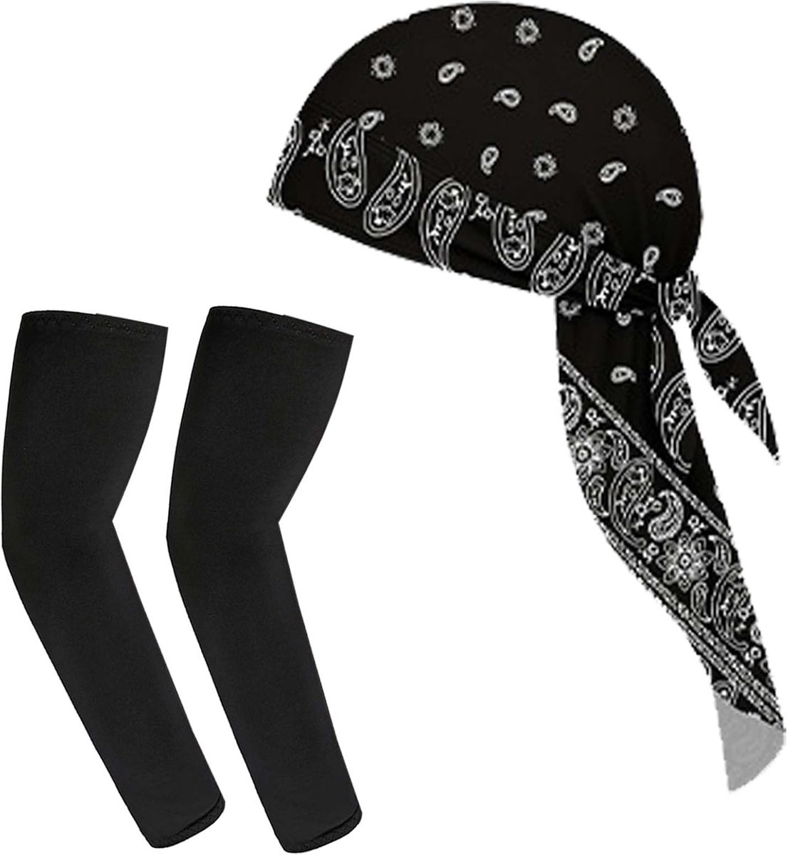 Cap met armmouwen, zomer, armcover voor dames en heren, ademend, sneldrogend, hoofddoek, piraat, zomer, Durag, voor wielrennen, fietsen, basketbal, wandelen