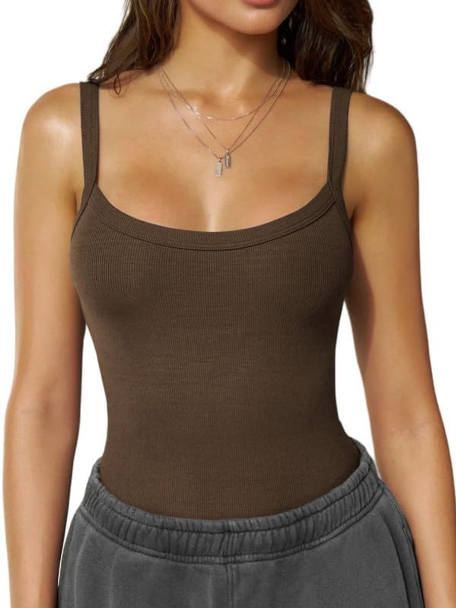 Tanktop voor dames, sexy, mouwloos, U-hals, geribbeld, top met blote rug, basic zomerbovenstuk, Y2k crop tops, slim fit, korte casual sport, camisole stretch, effen geribbelde tops