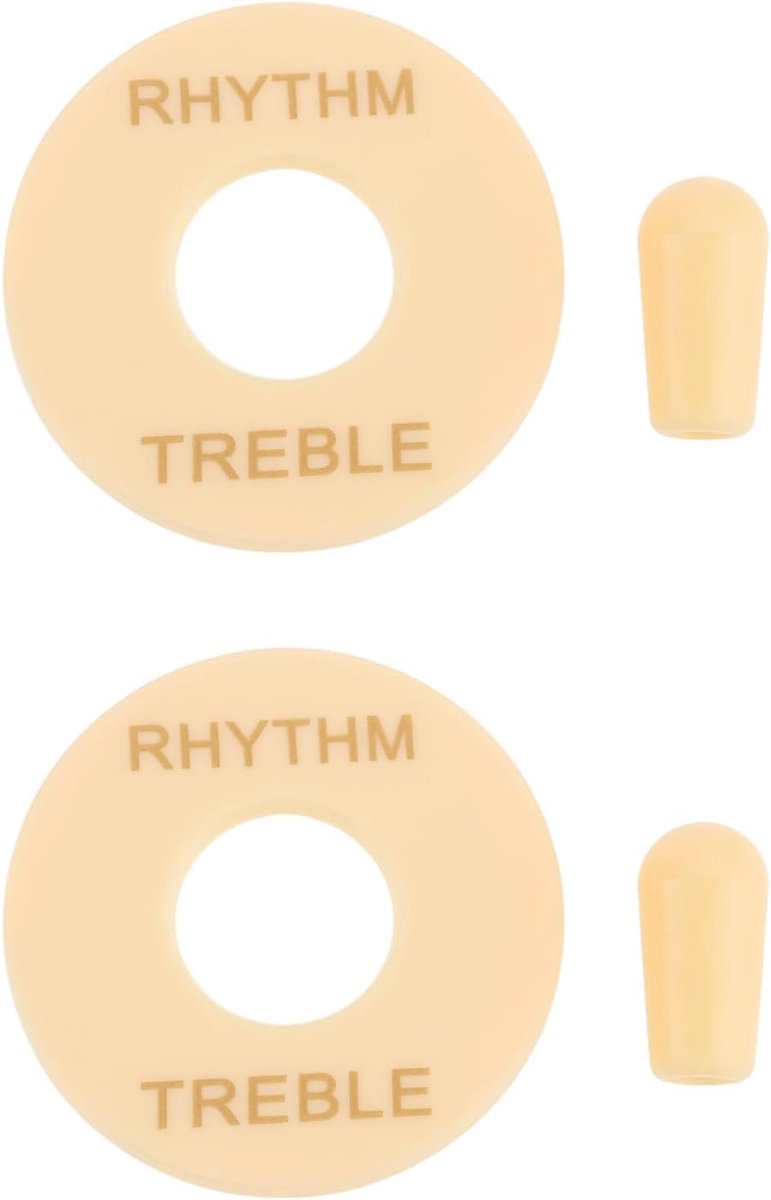 2 Sets 3,5mm 3-weg tuimelschakelaar Tips & Plaat Compatibel met Epiphone Les Paul 13x35mm Romig Geel