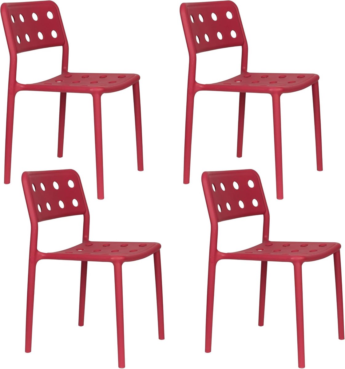 Tuinstoel/Eetkamerstoel Kunststof Rood - Set van 4