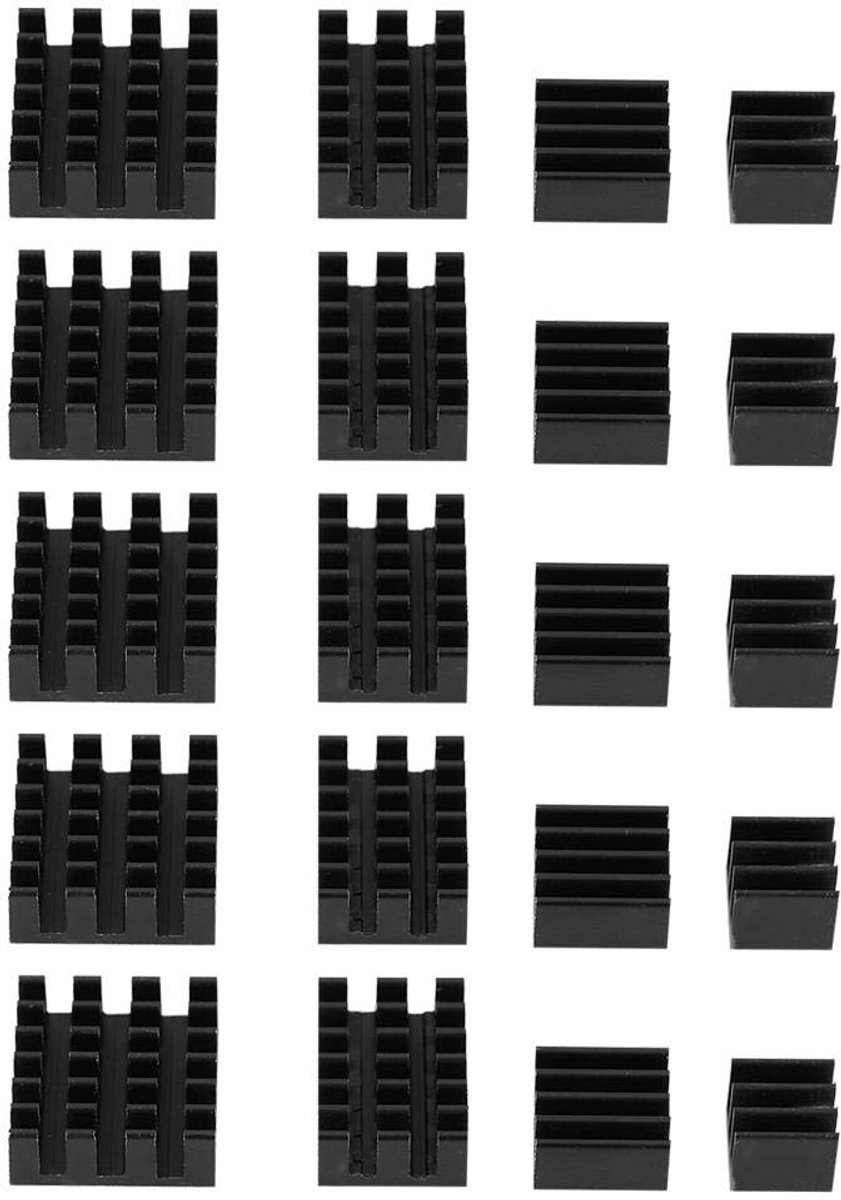 Koellichaam 20 stuks - Zwart Aluminium - Met lijm - Voor 2/3/4 3B + 4B