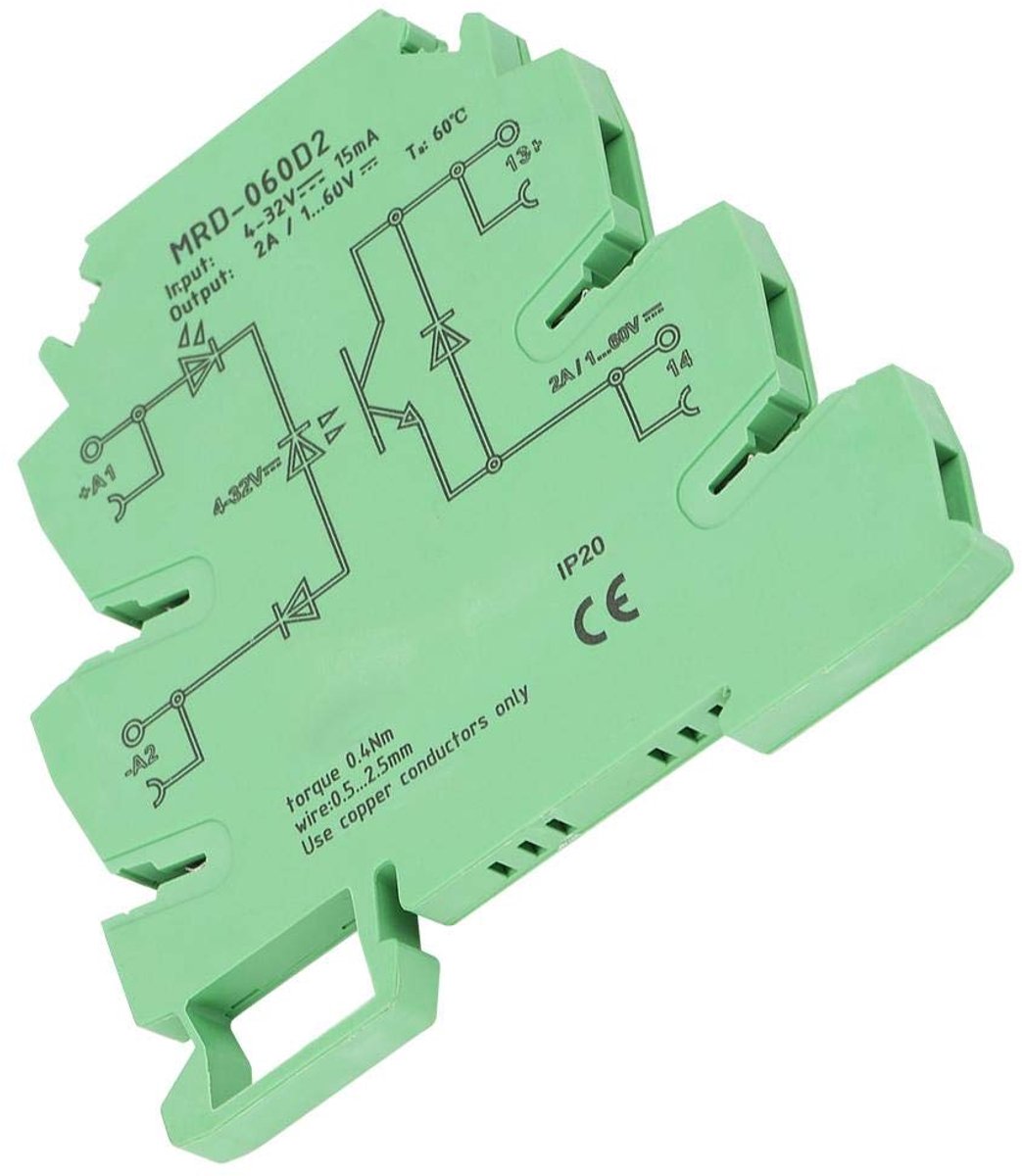 Halvegeleider relaismodule 6,2mm - ultra-dun - 4-32 VDC - voor pneumatische elektromagnetische kleppen - DC relaisuitgang