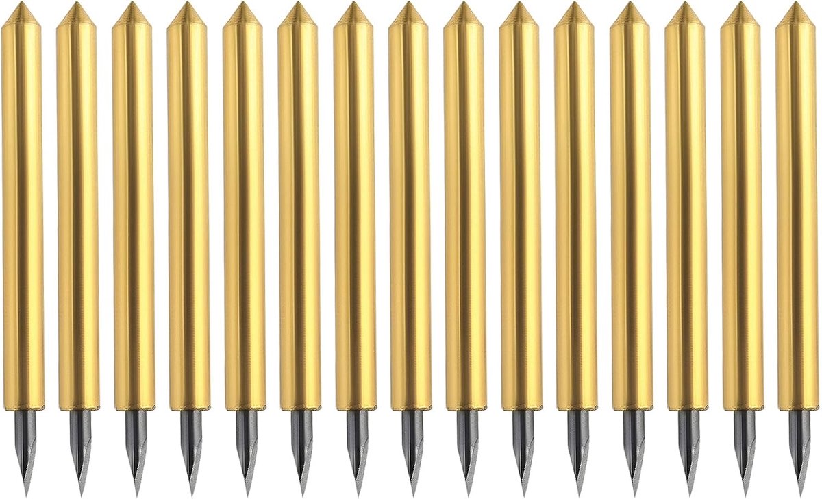 Idea 15 stuks vinyl snijbladen 45 graden fijne punt mes compatibel met Cricut Maker Maker3 compatibel met Explore Air Air2 23,8x17,3x4,7mm (goud)