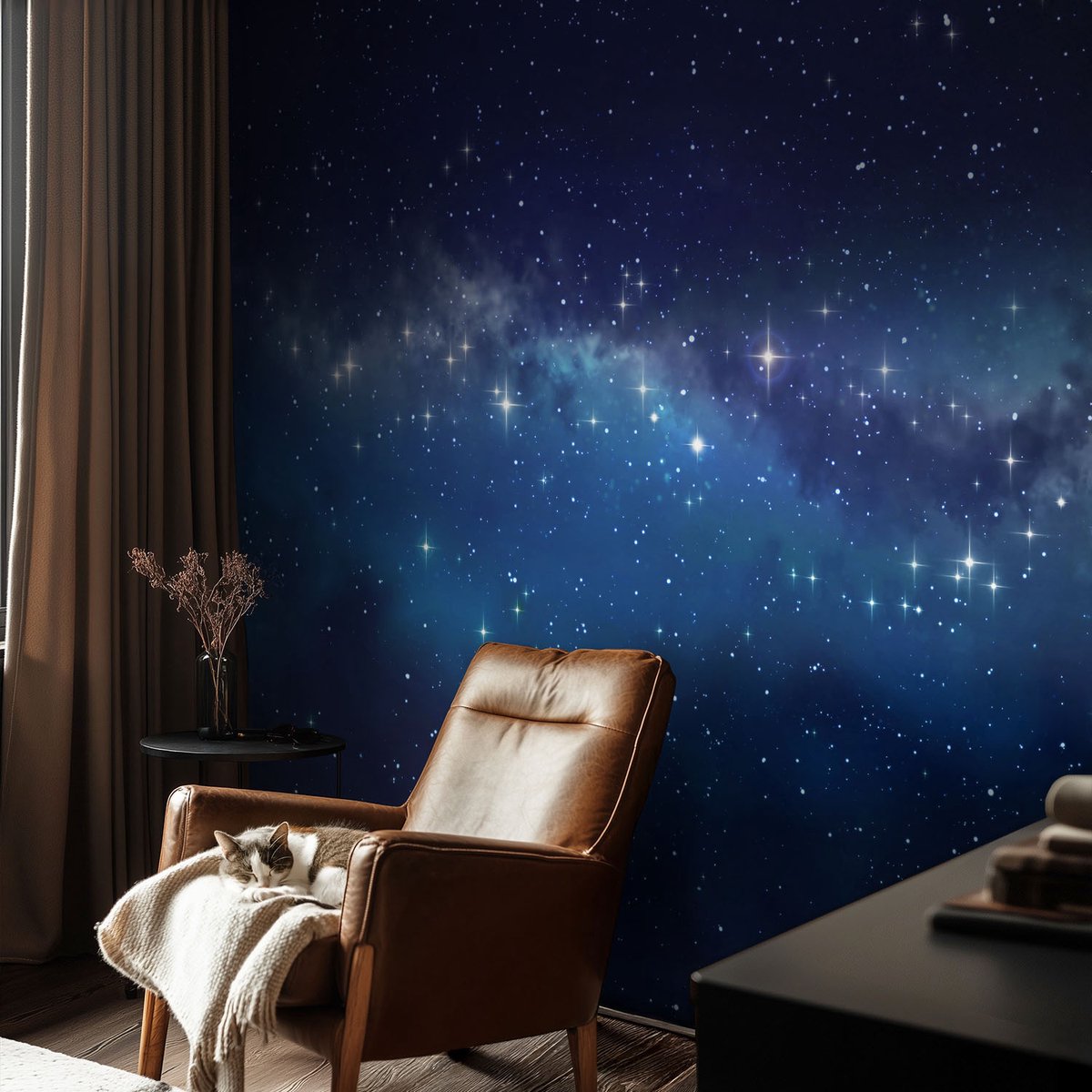Coloray Vliesbehang - Marine Snellijm Behang - 416x254 cm - Sterrennacht Fotobehang Vlies - Hal behang Kosmos - Muurschildering - Woonkamer behang