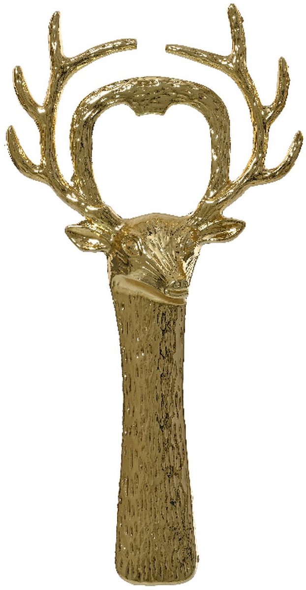 Kaemingk kerst flesopener hert goudkleurig 13,5 x 7 cm