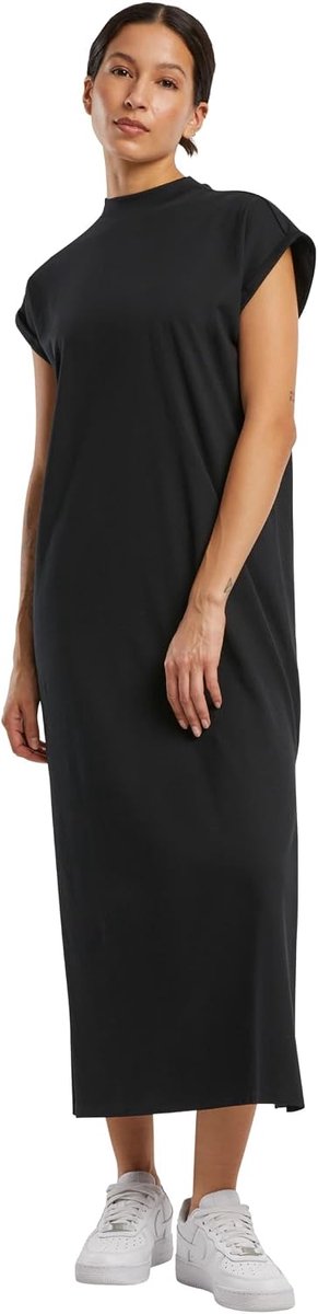Your Brand Damesjurk, lange schouderjurk, lange damesjurk met verlengde schouderpartij, 100% katoen, maten XS - 5XL, zwart, M