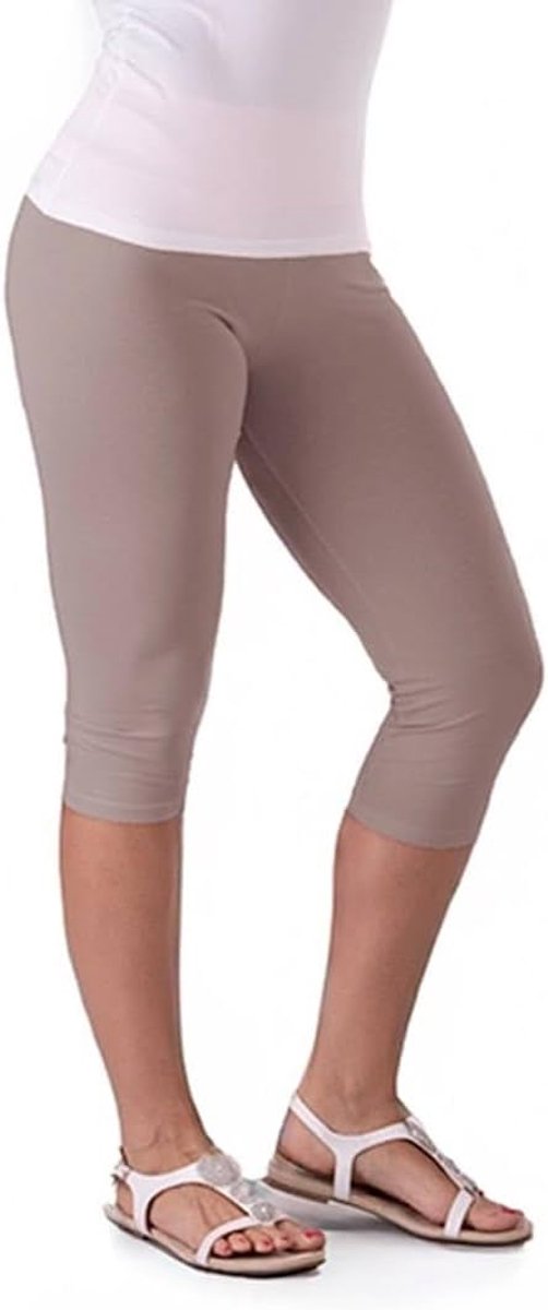 Leggings 3/4 Capri G.S-8XL/36-56 leggings van katoen, ondoorzichtige sportlegging, broek, elastische leggings, zachte sportbroek, beige, 48