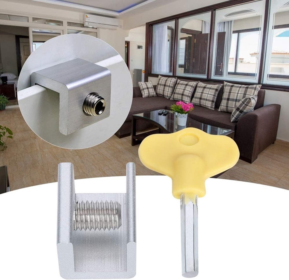 Set van 10 Verstelbare Aluminium Veiligheidsstoppen met Sleutel, Kindveilige Clips voor Verticaal en Horizontaal Gebruik, Ideaal voor Veiligheid en Beveiliging