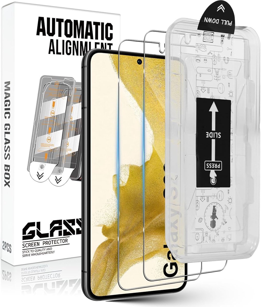 Pantserglas beschermfolie voor Samsung Galaxy S22 / Samsung Galaxy S23 [auto-installatie], 2 stuks, anti-kras 9H HD folie, anti-luchtbellen, pantserfolie, beschermfolie, displaybeschermfolie