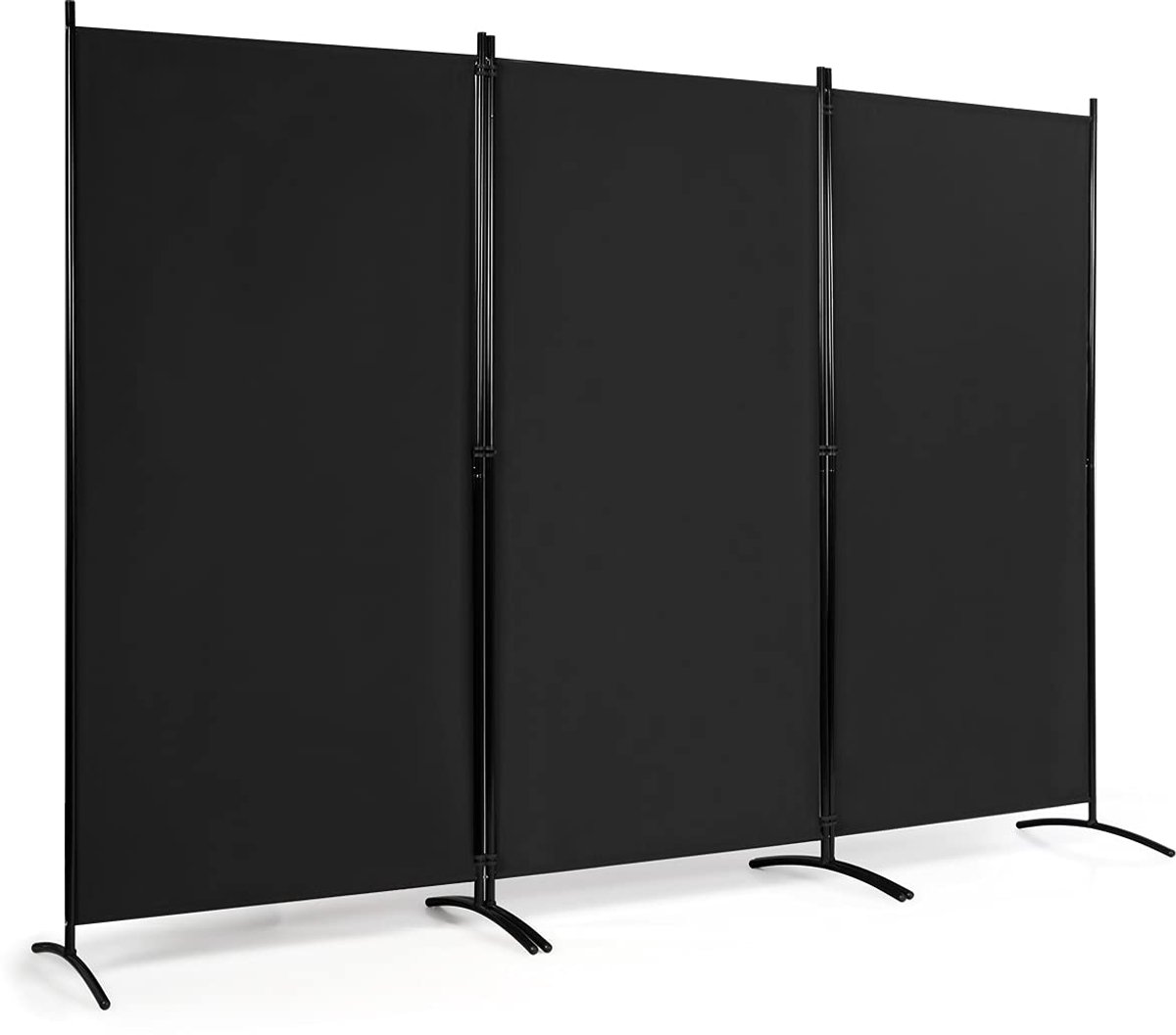 Costway Ruimteverdeler, kamerscherm, 4-delig inklapbaar, scheidingswand, wandscherm van metaal en polyester, inkijkbescherming, kamerverdeler, binnen voor thuis, kantoor, terras, 260 x 183 cm, zwart