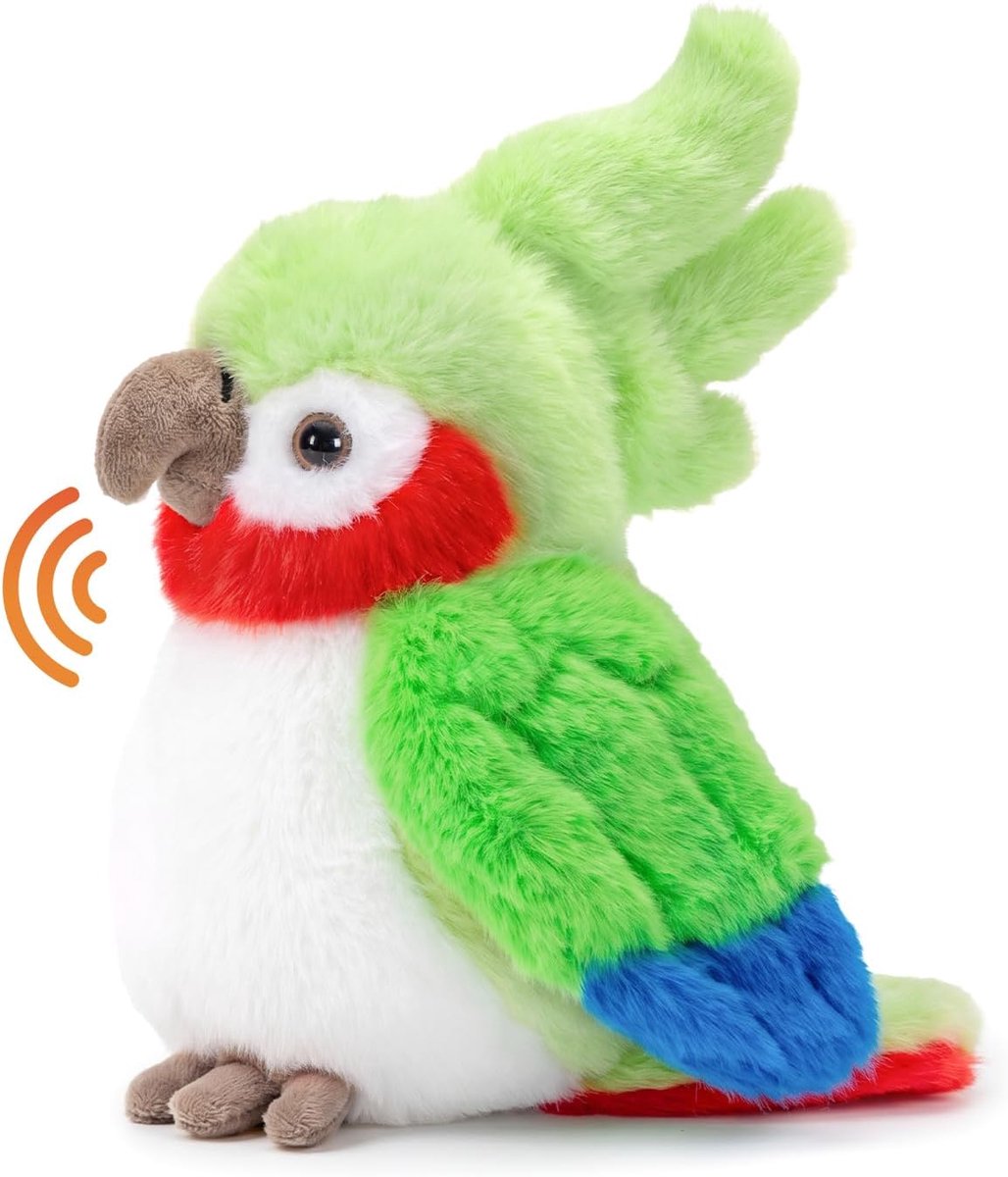 shownicer Papegaai knuffeldier vogel parkiet pluche dier groen 21cm