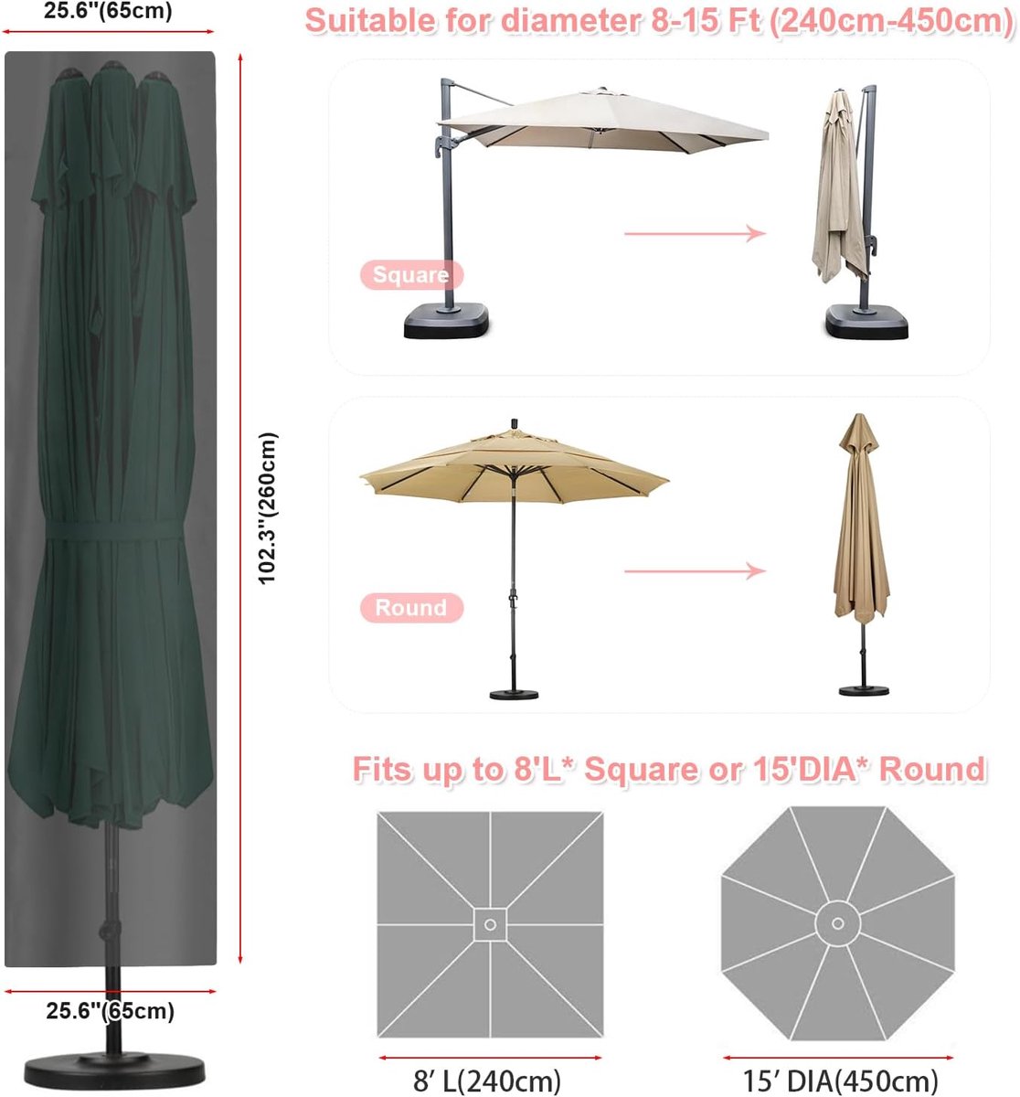 Parasolhoes Dubbele Parasol Ø 4,5m Parasolafdekking Waterdichte
