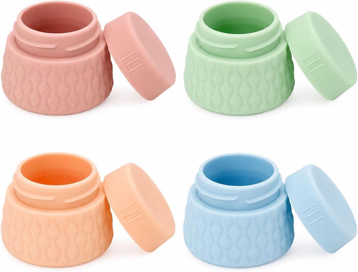 Set van 4 siliconen reisflesjes voor toiletartikelen