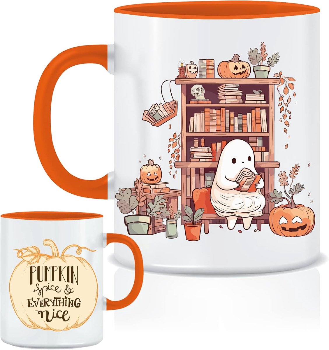 Mok voor Koffie Pompoen Spice Halloween Mok Pompoen Koffiekop Herfst Theekop Inspirerende Cadeau-ideeën voor Mannen en Vrouwen - Oranje