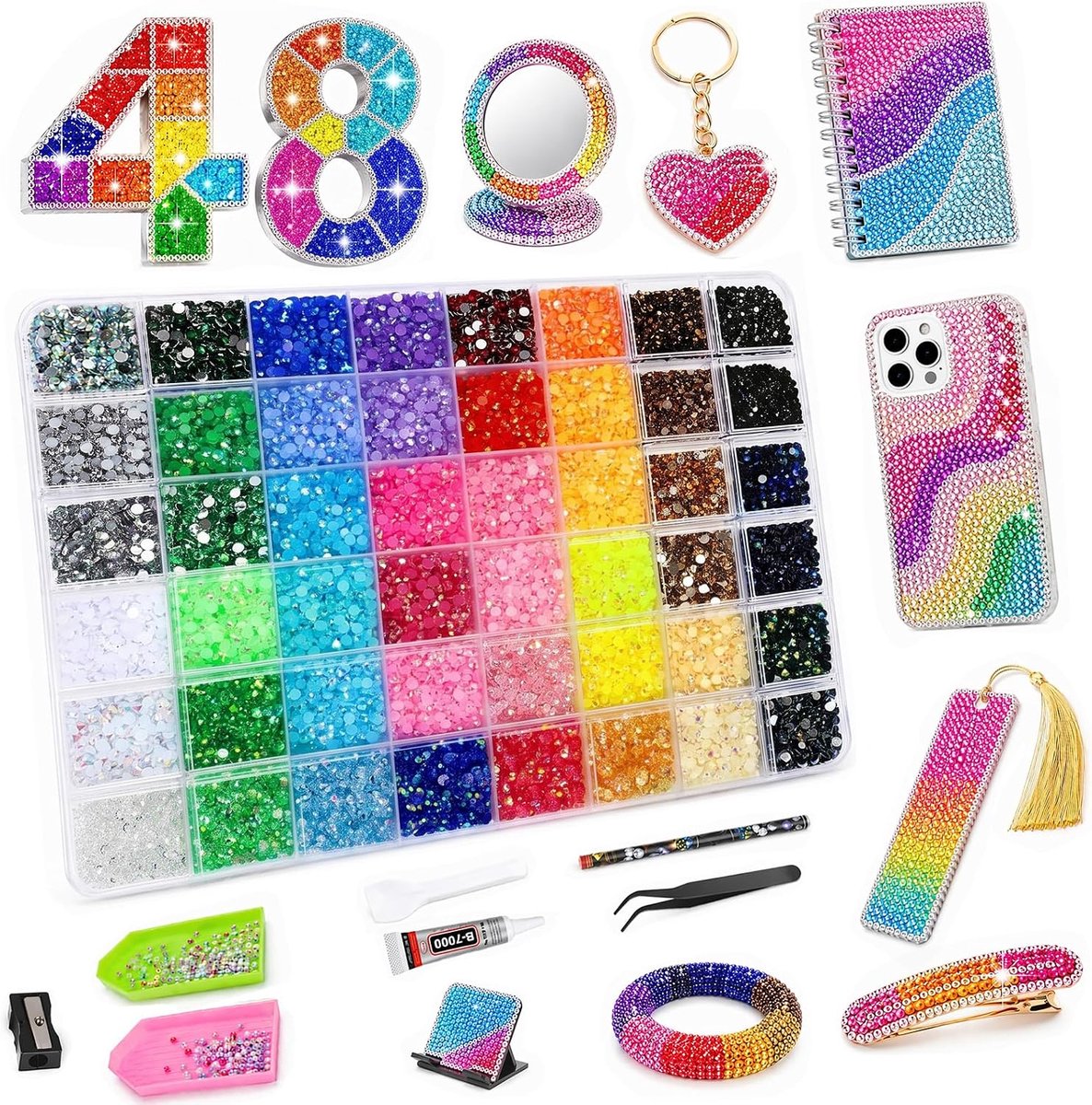 Kit 38400 stuks 3 mm platte strass-steentjes(48 kleuren)