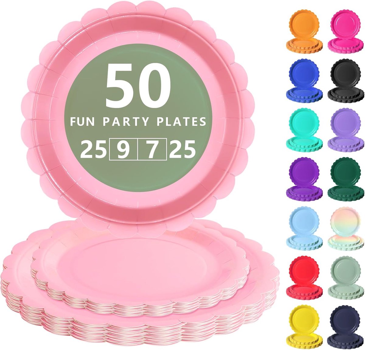 Lichtroze Papieren Borden Set - 50 Delig Feests.ervies - 25 Dienborden 23cm + 25 Dessertborden 18cm - Voor Verjaardagen, Feesten & Gezelligheid