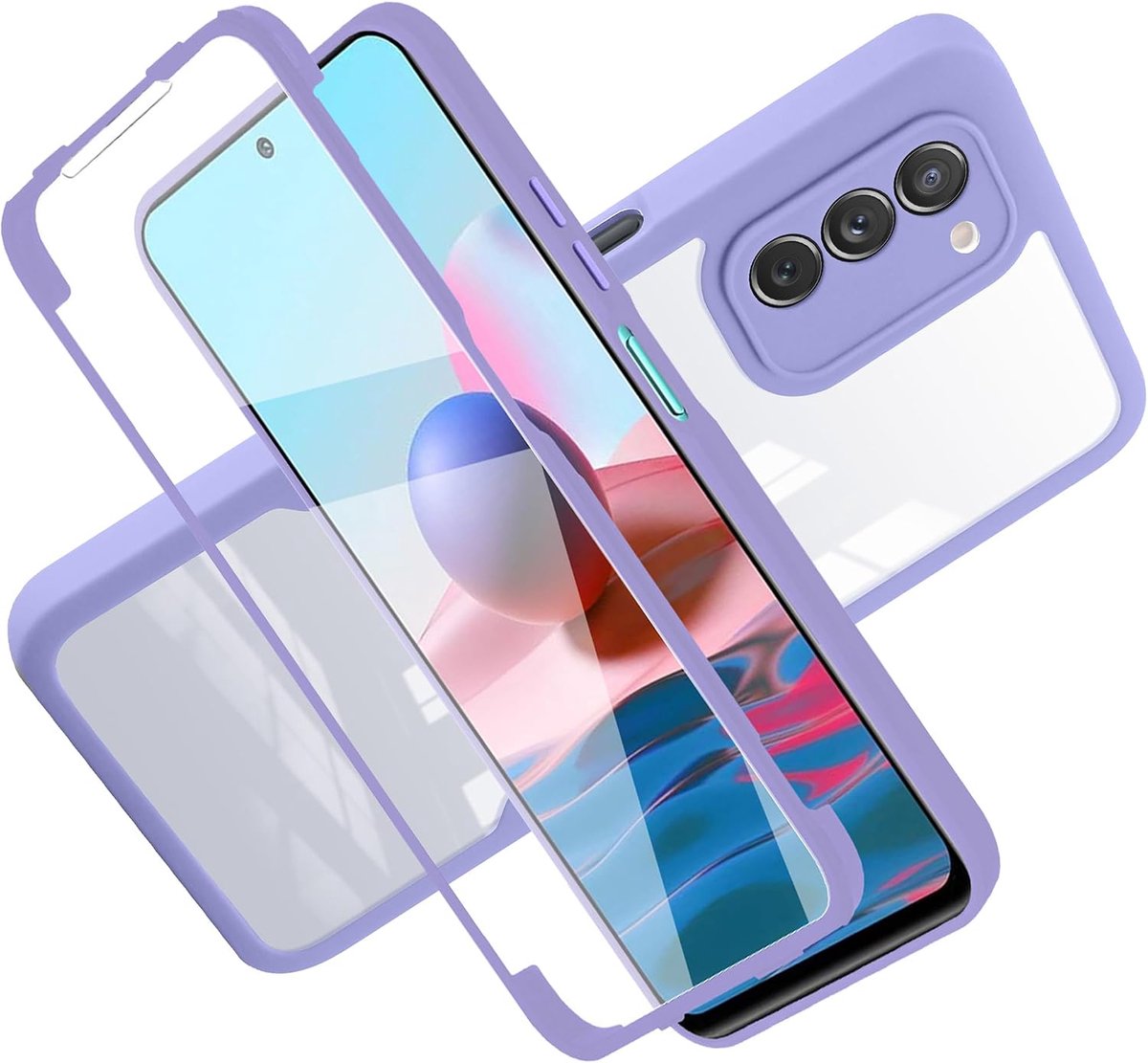 Beschermhoes voor Samsung Galaxy S22+ / S22 Plus 5G, krasbestendig, met geïntegreerde displaybescherming, 2-in-1 hybride, klassiek, dubbellaags [360°] Full Body schokbestendig, slank, violet