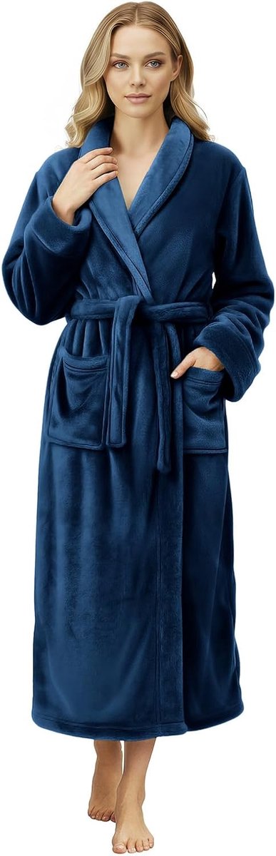 Threads Dames Fleece Badjas - Sjaalkraag - Pluche Spa Robe