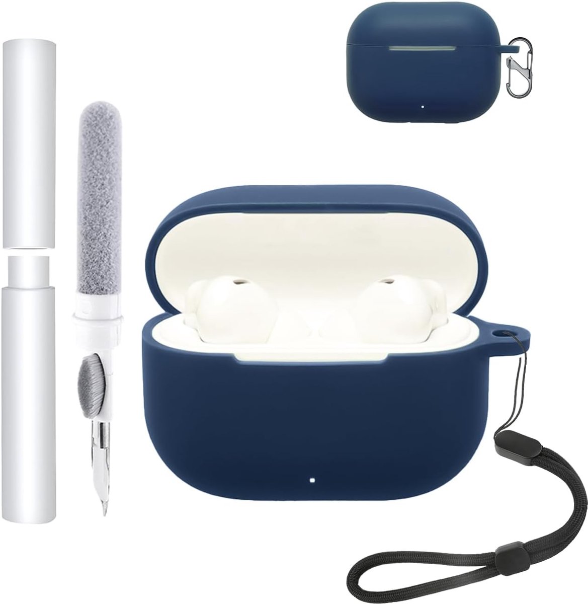 Hoes voor Huawei FreeBuds SE 4 ANC oordopjes, schokbestendig, waterdicht, zacht en slank, siliconen afdekking met sleutelkoord, sleutelhanger en reinigingsset, blauw