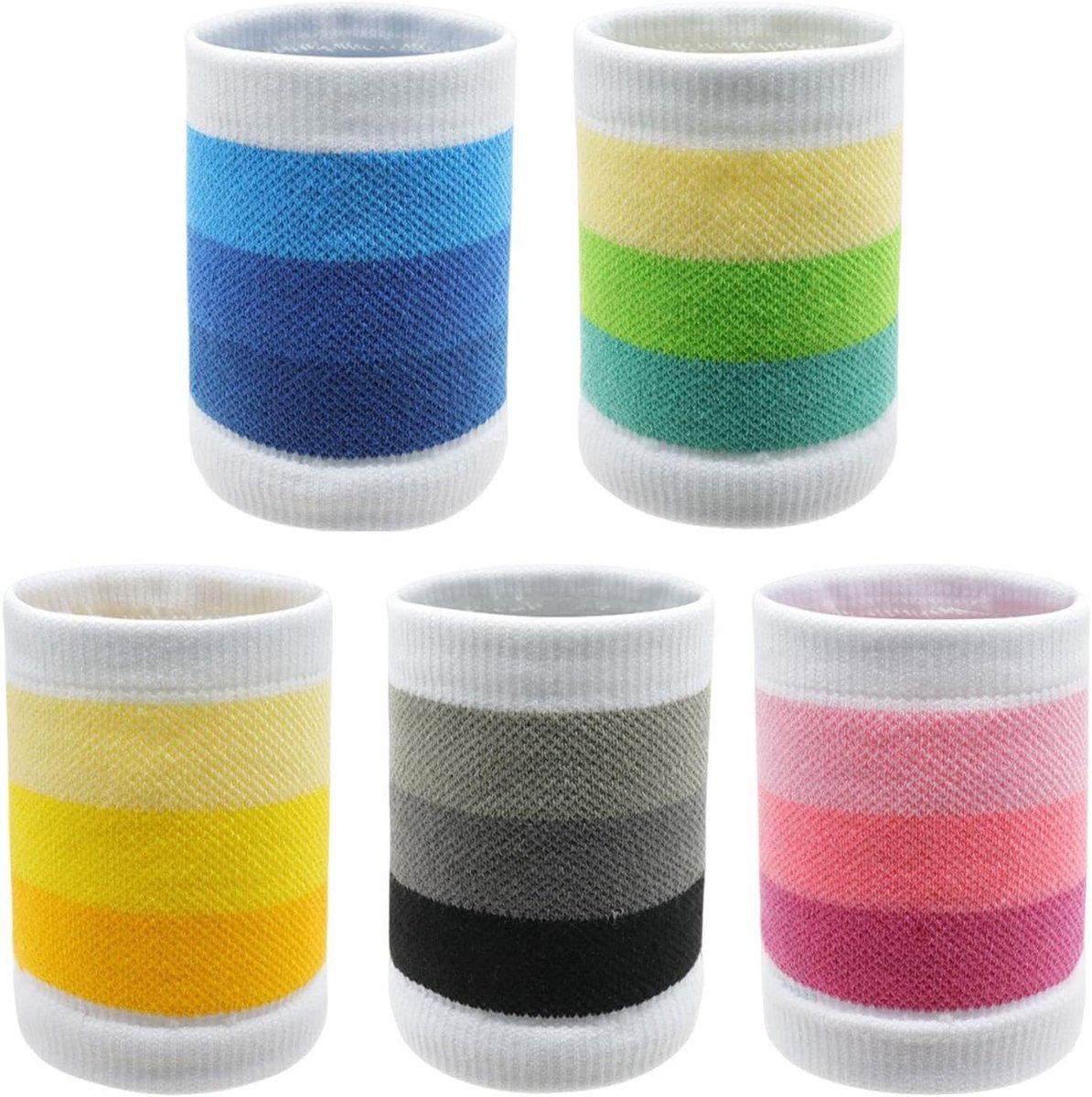 5 stuks sportarmbanden, zweetabsorberende en ademende armbanden, elastische armbanden, geschikt voor hardlopen, fitness, voetbal enz.