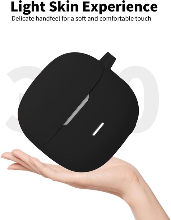 Behuizing voor Redmi Buds 8 Active-oordopjes, schokbestendig, waterdicht, zachte en slanke siliconen hoes met sleutelkoord en reinigingsset, zwart — afbeelding 2