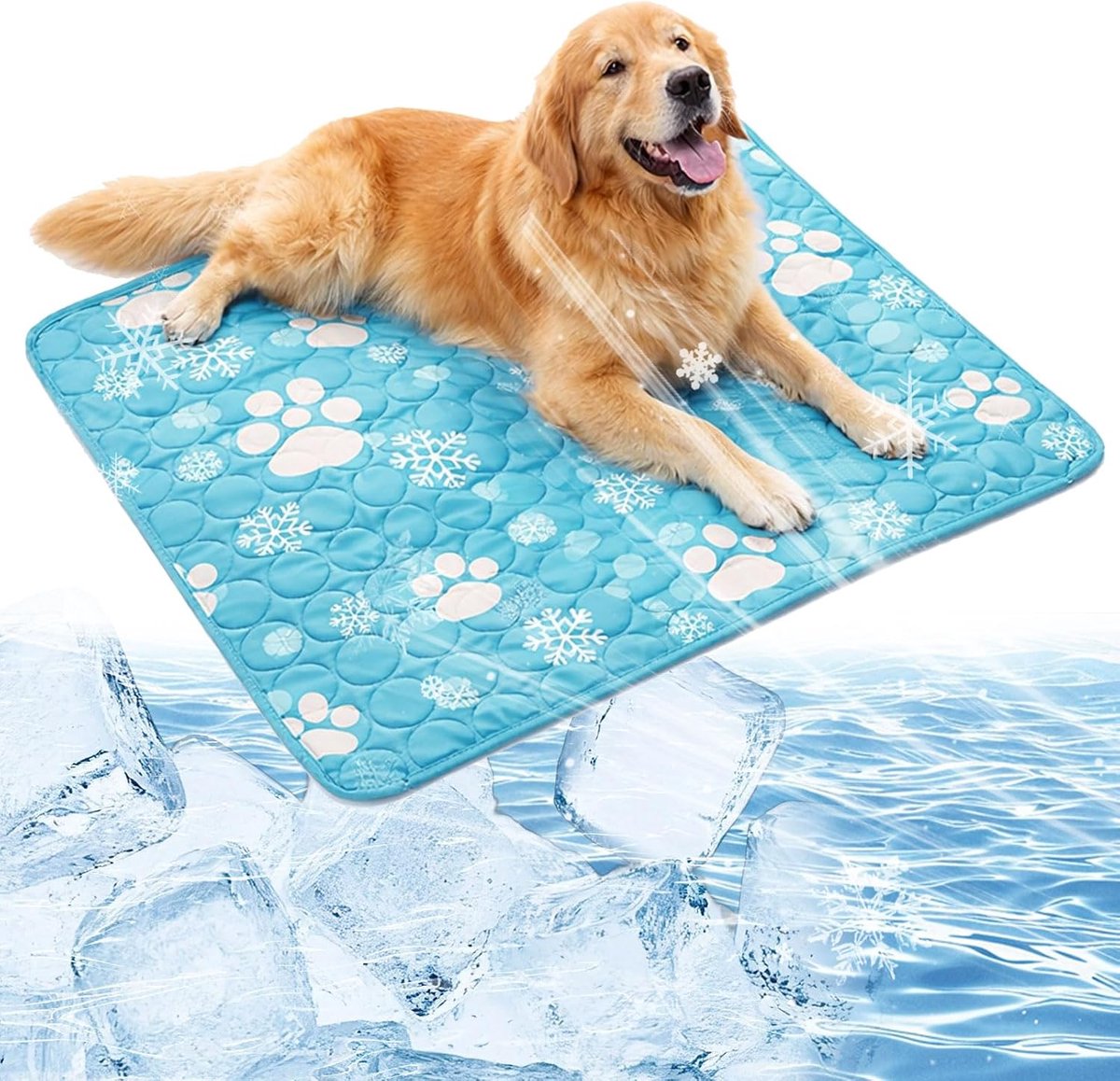 Koelmat voor honden, koeldeken hond, huisdier koelmat, koelmat kat, hondenkoelmat, zomerkoelmat voor kleine huisdieren (blauw, 2XL-150 x 100 cm)