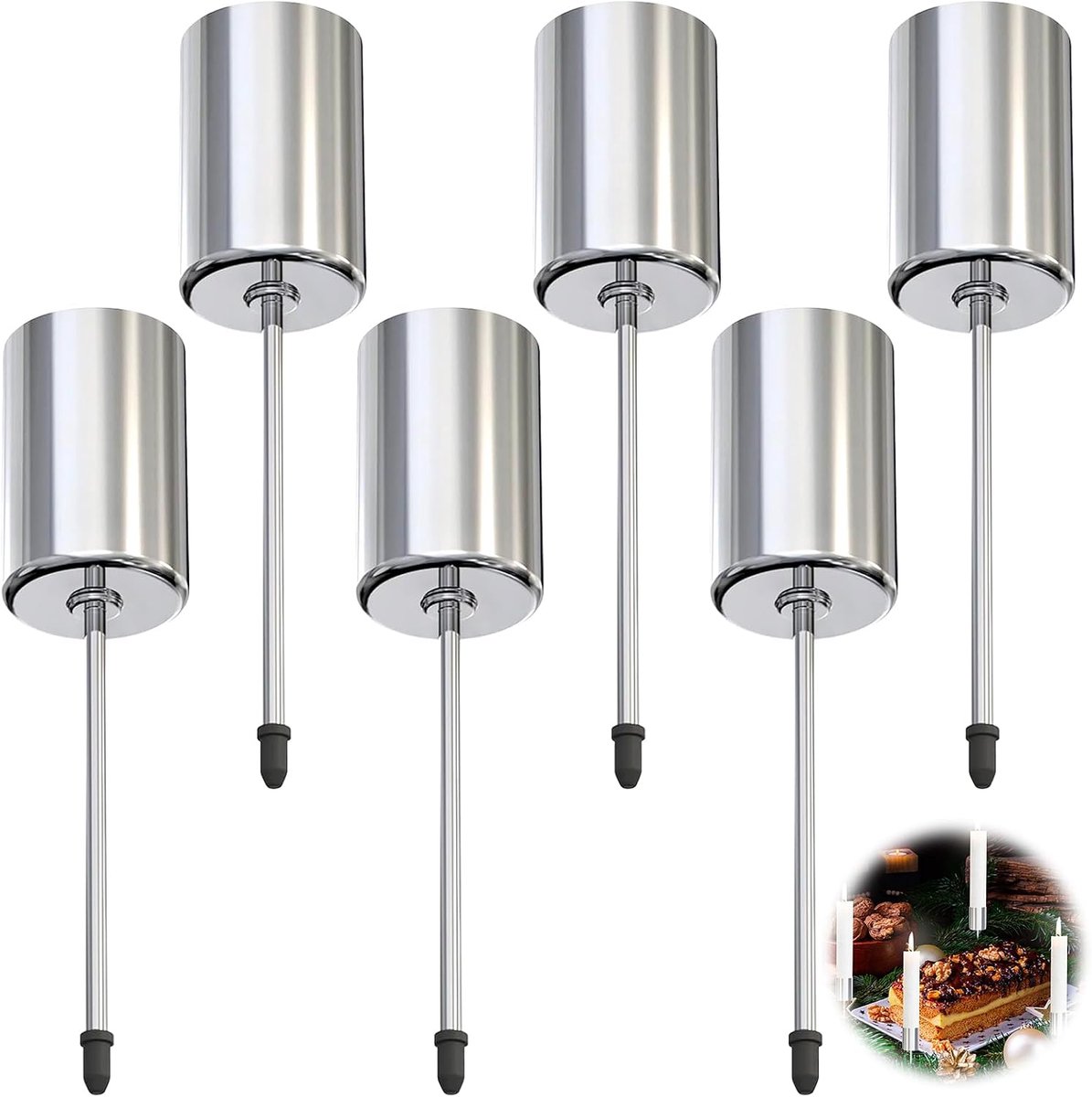 Kaarsenhouder adventskrans, 6 stuks adventskrans, kaarsenhouder, staafkaarsenhouder, adventskrans, zilver, kaarsenhouder voor staafkaarsen, kaarsenhouder, zilver, kaarsenhouder staafkaarsen