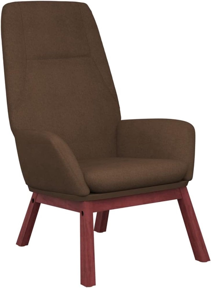 Comfortstoel, leesstoel, relaxstoel, bruin, stof, voor woonkamer, slaapkamer, kantoor