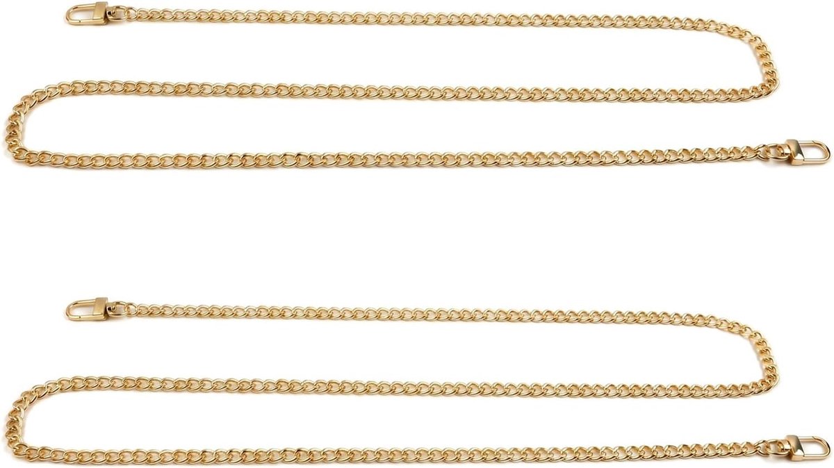 Tasketting, goud, 120 cm, 2 stuks, metalen tasriemen, ketting voor tassen, verstelbaar, duurzaam en veelzijdig tasriem met karabijnhaak, schouderriem voor tassen, doe-het-zelf handtas
