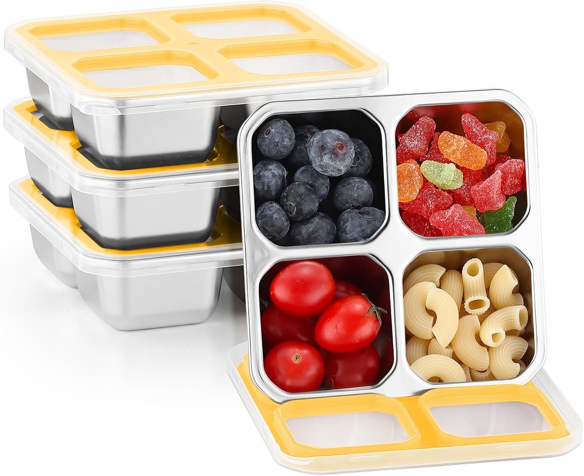 RVS snackbox met 4 vakken, 400 ml