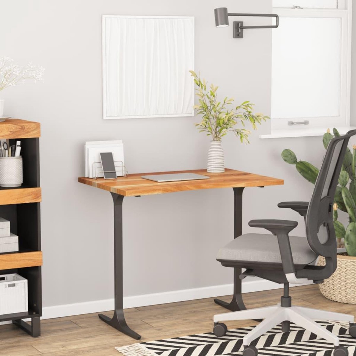 Houten bureaublad 80 x 50 x 2,5 cm rechthoekig acacia voor kantoor eettafel ergonomisch tafelblad van robuust hardhout