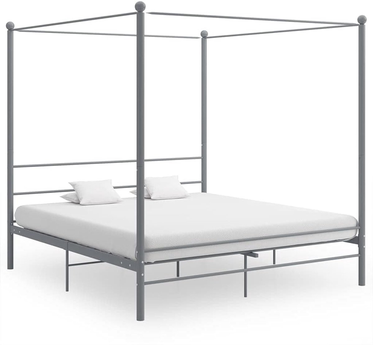 Grijs metaal 200 x 200 cm met robuuste lattenbodem en gepoedercoat frame voor extra privacy en comfort