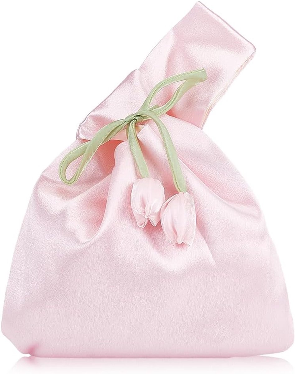Polstas satijn knoop tas beige clutch handtas