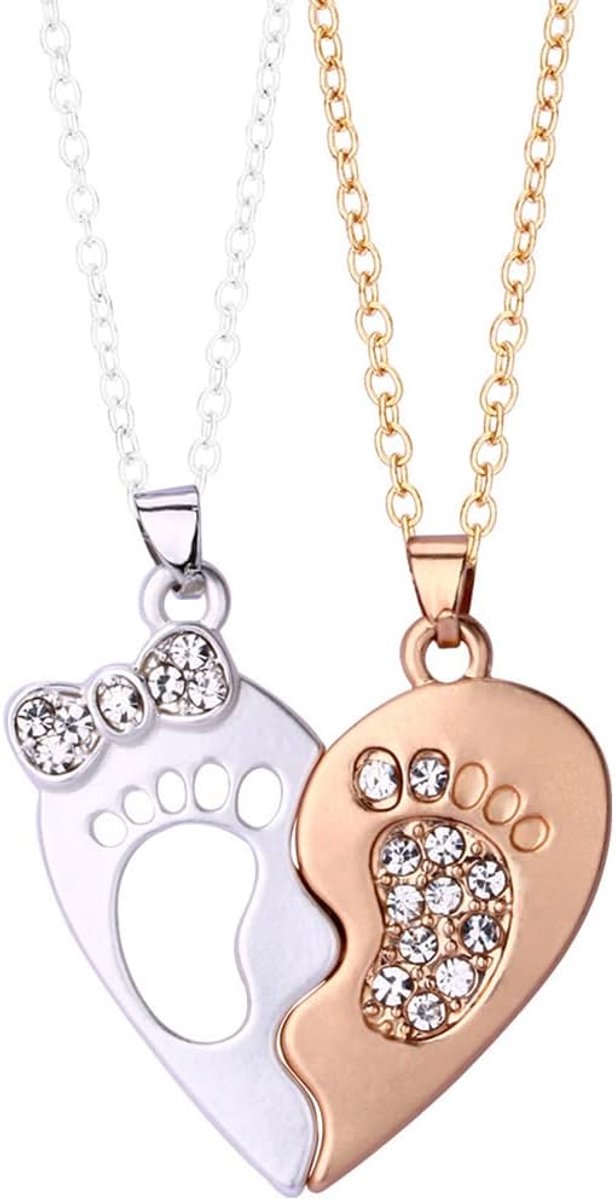 Bff kettingen voor 2, vriendschapsketting voor 2 meisjes, bff geschenken, beste vriendschapsgeschenken, hartvorm, voetafdruk, paar halskettingen, magneetsteen, liefdeshanger