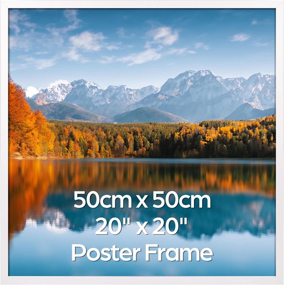 do zdjęć 50x50 cm 1 sztuka, biała kwadratowa rama na zdjęcia, odpowiednia do zdjęć, plakatów i dzieł sztuki, pasuje do montażu ściennego w pionie i poziomie, idealna do domu i biura