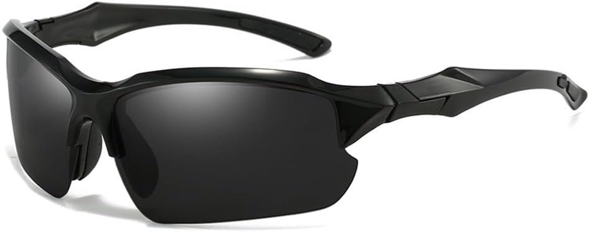 Fietszonnebril, half frame, sportmontuur, gepolariseerd, UV400-bescherming, voor heren en dames, snelle sportzonnebril