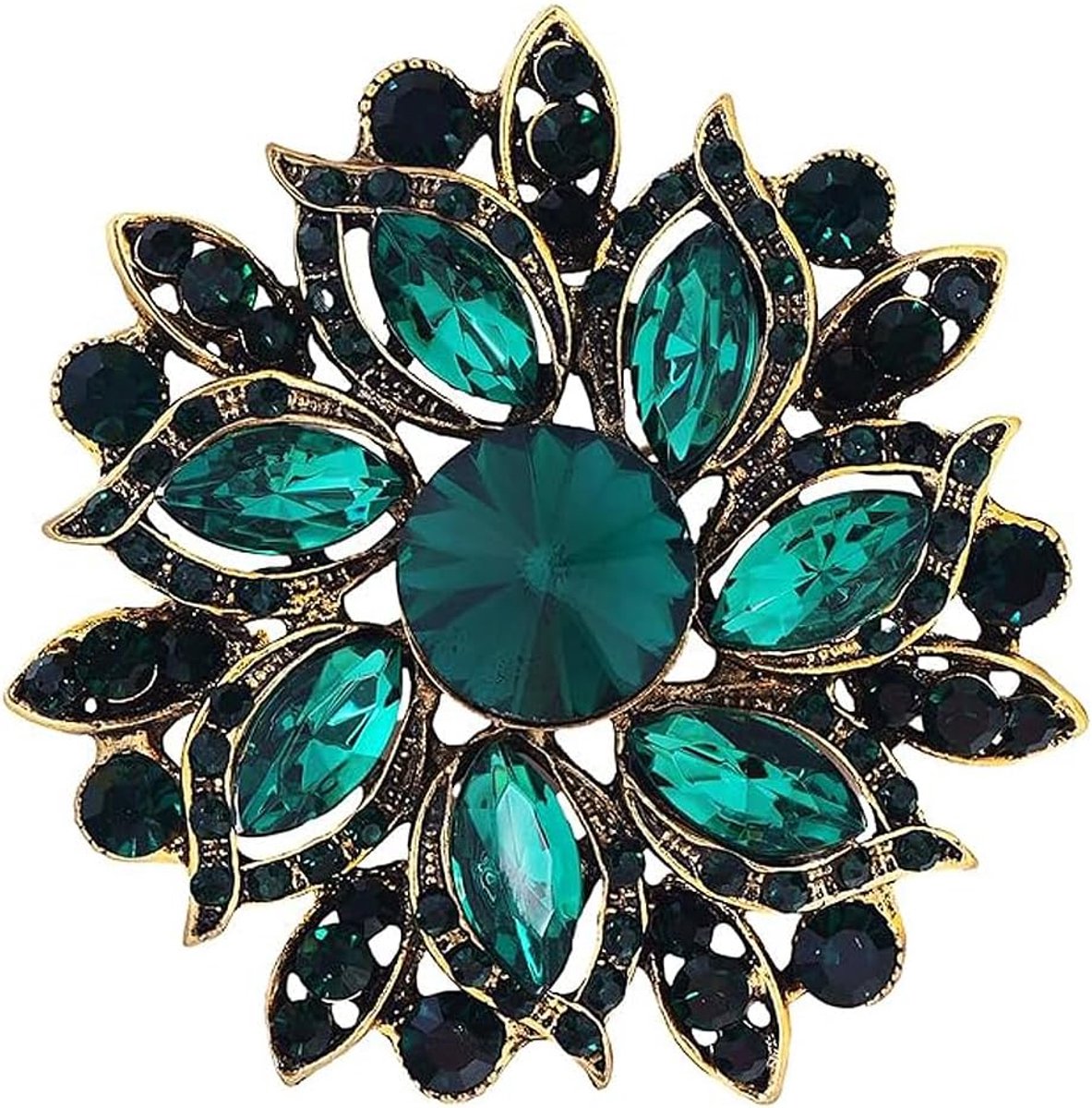 Broche, vaste kleding kleine broche legering ingelegd kunstmatige sieraden eenvoudige parel pin sieraden kleding accessoires, voor vrouwen meisjes cadeau sieraden (groen, strass steentjes)