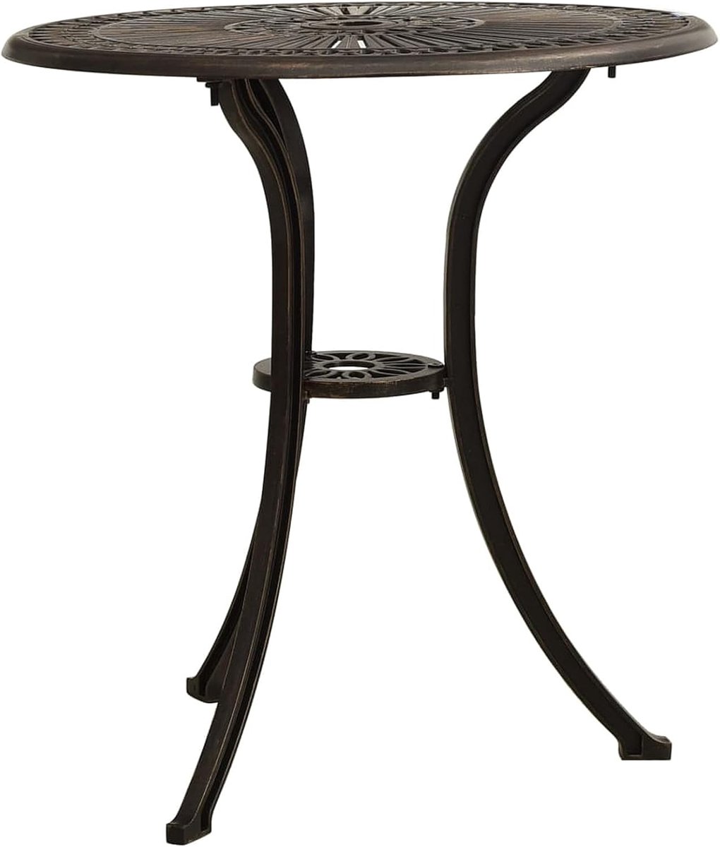 Tuintafel van aluminium, gegoten gieten, voor gebruik buitenshuis voor terras of balkon, 62 x 65 cm, kleur brons