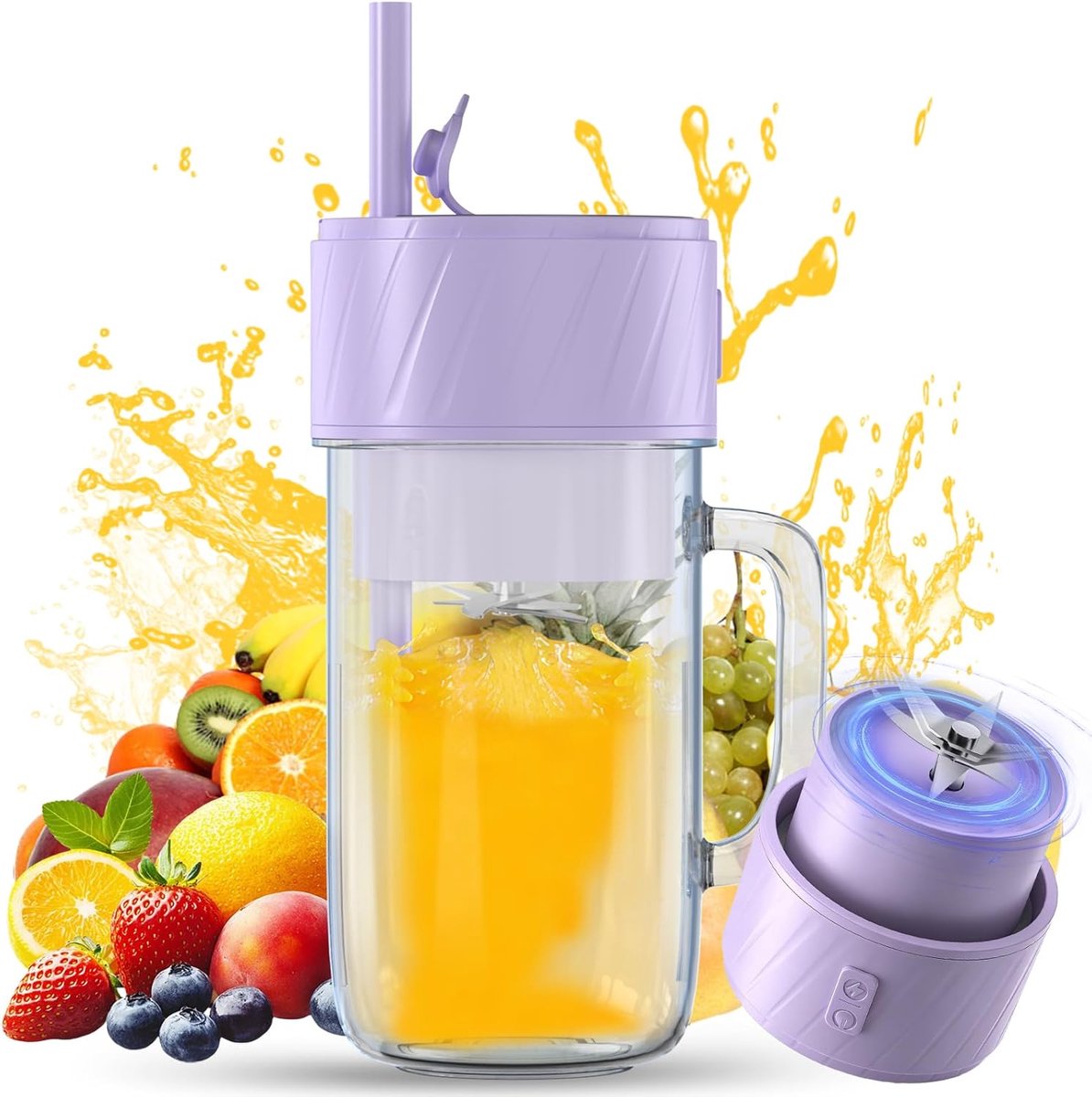 Smoothie Maker, Smoothie Mixer Klein, Mini Draagbare Blender, Draagbare Mixers USB, Smoothie Makers to Go, Standmixer 400 ml, BPA-vrij, PulseMotion & BlendPro Technologie