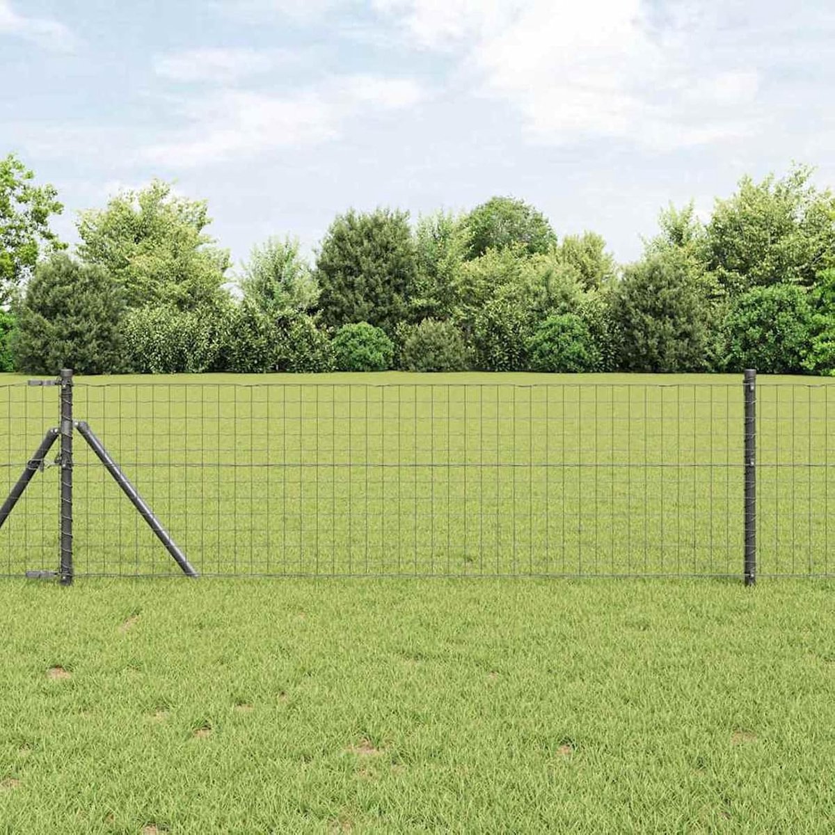 Palen 13 stuks grijs Ø32 mm 80 cm verzinkt staal, hekstangen metalen palen stalen palen voor draadhekken tuinhek binnenplaats kippenhok wilgenhek buiten 42004203