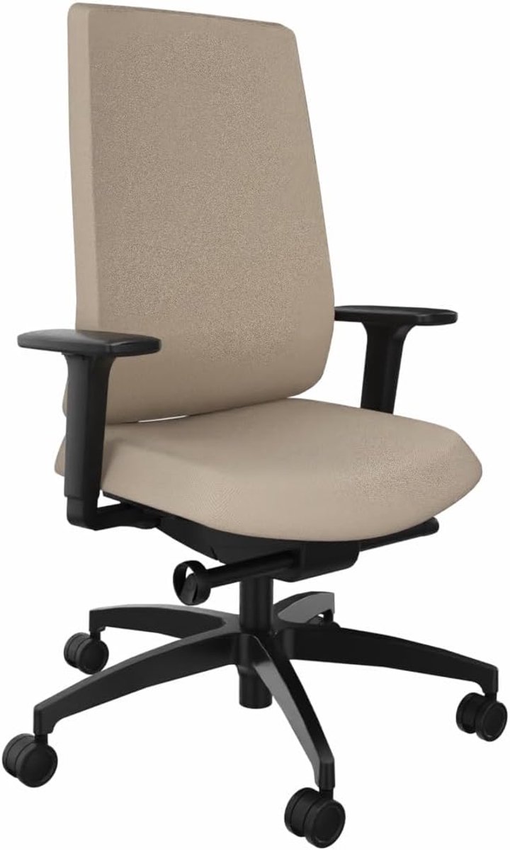 Indeed Ergonomische bureaustoel, draaistoel, beige, belastbaar tot 150 kg, voor thuiskantoor en kantoor, hoge rugleuning, verstelbare zitdiepte