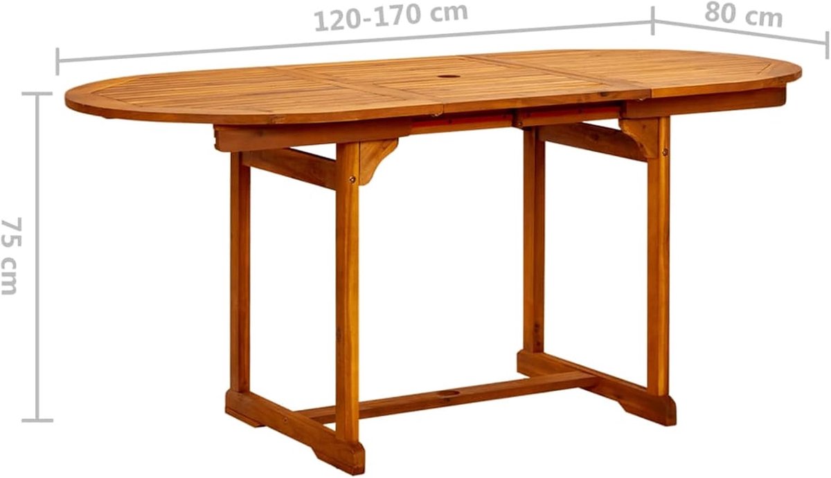 Eettafel Tuin Uittrekbare Tafel Tuin Eettafel Outdoor Terras Massief hout Acacia (120-170) x80x75 cm