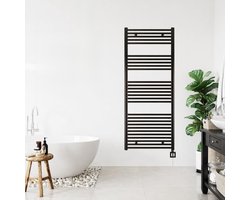 Anapont elektrische badkamerradiator 1475hx600b - zwart - met timerfunctie - handdoekradiator - elektrische badkamerverwarming - handdoekverwarming badkamer - gemaakt in Duitsland