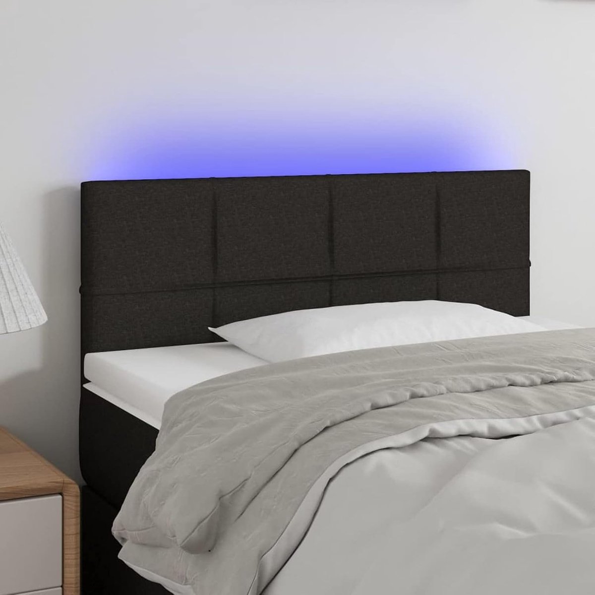 Led-hoofdeinde, zwart, 100 x 5 x 78/88 cm, stof, wandsteun, hoofdeinde voor slaapkamer, logeerkamer