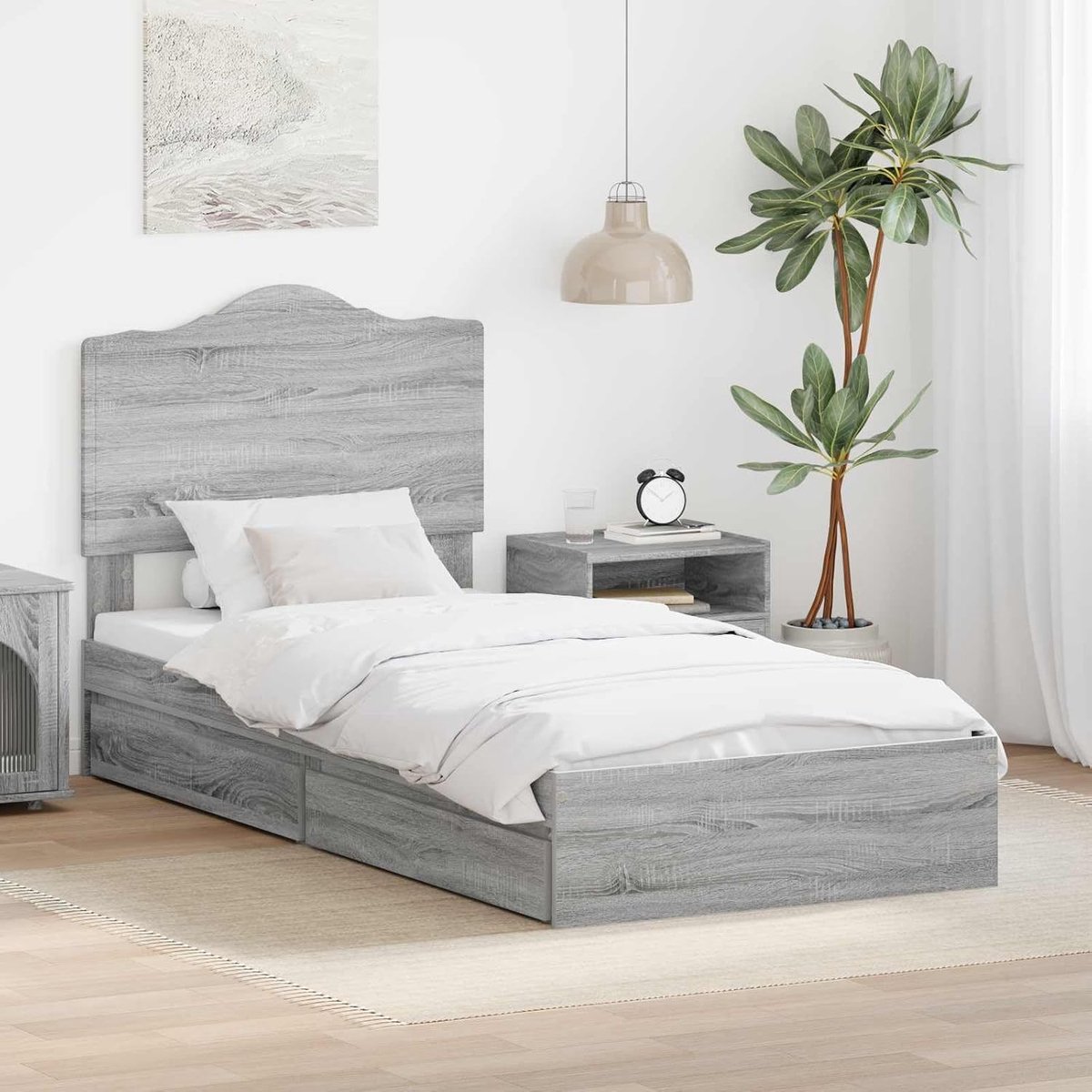 Bewerkt hout modern minimalistisch Grijs Sonoma 90x200 cm