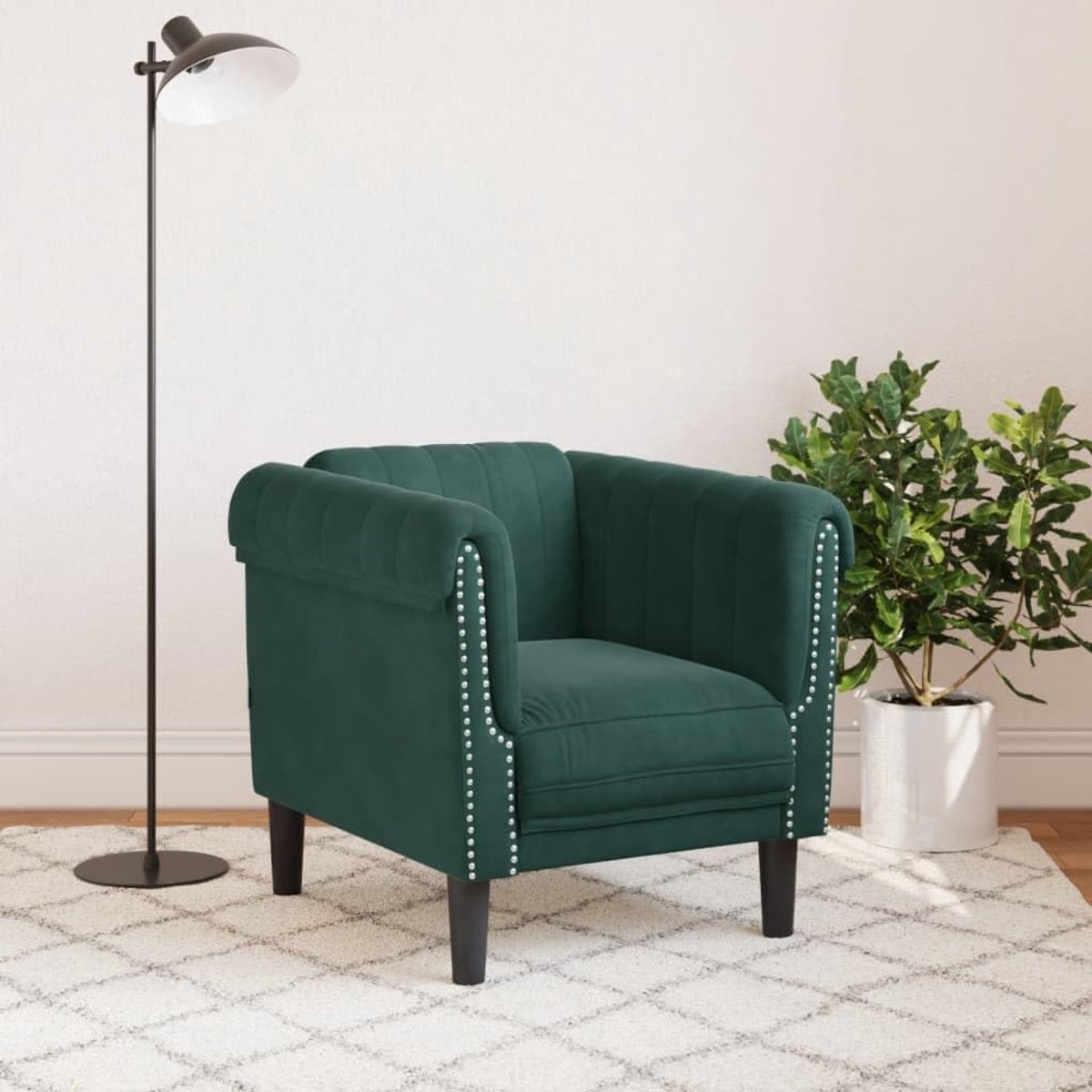 Fauteuil, eenpersoonsbed, woonkamer, modern, van fluweel, donkergroen, 80 x 77 x 74 cm, fluwelen eenpersoonsbank, tv-fauteuil, fauteuil van fluweel, stoel voor woonkamer