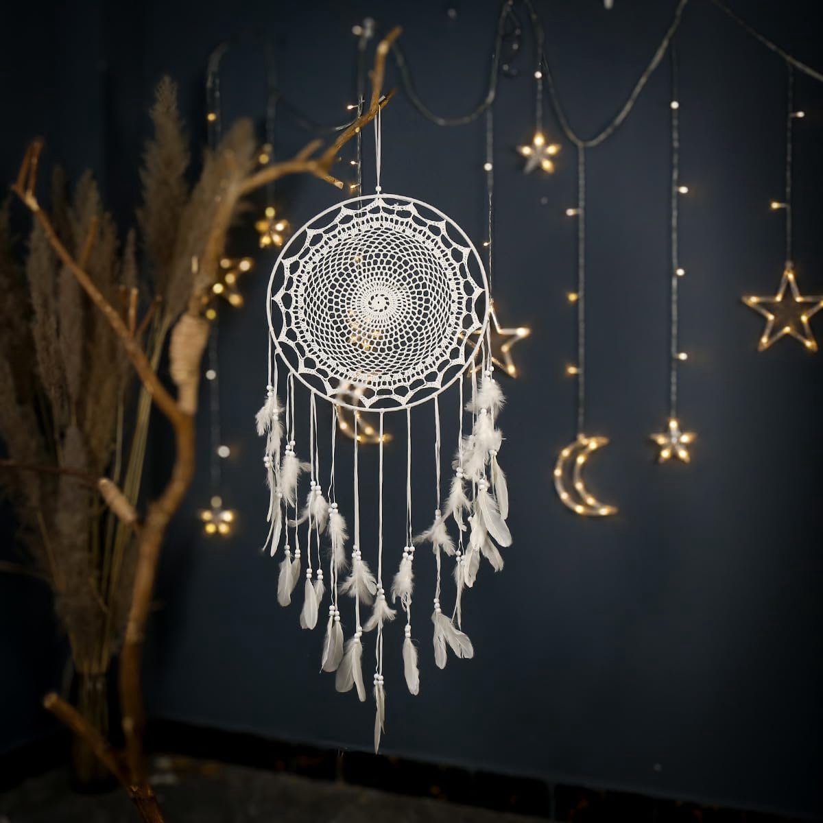 1/2 stuks grote gehaakte dromenvanger, handgemaakte dromenvanger met veren, Boheemse wanddecoratie, perfect voor woonkamer en slaapkamerdecoratie