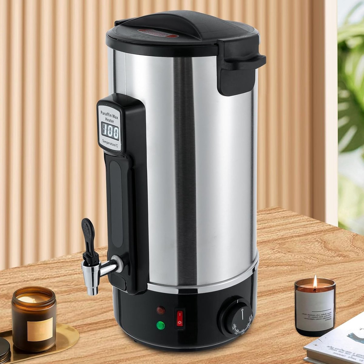 10,8 liter, smeltpot voor kaarsen, roestvrij staal, elektrische wassmelter, kaarssmeltpot met thermometer, voor kleine waswinkels en voor het maken van kaarsgeschenken.