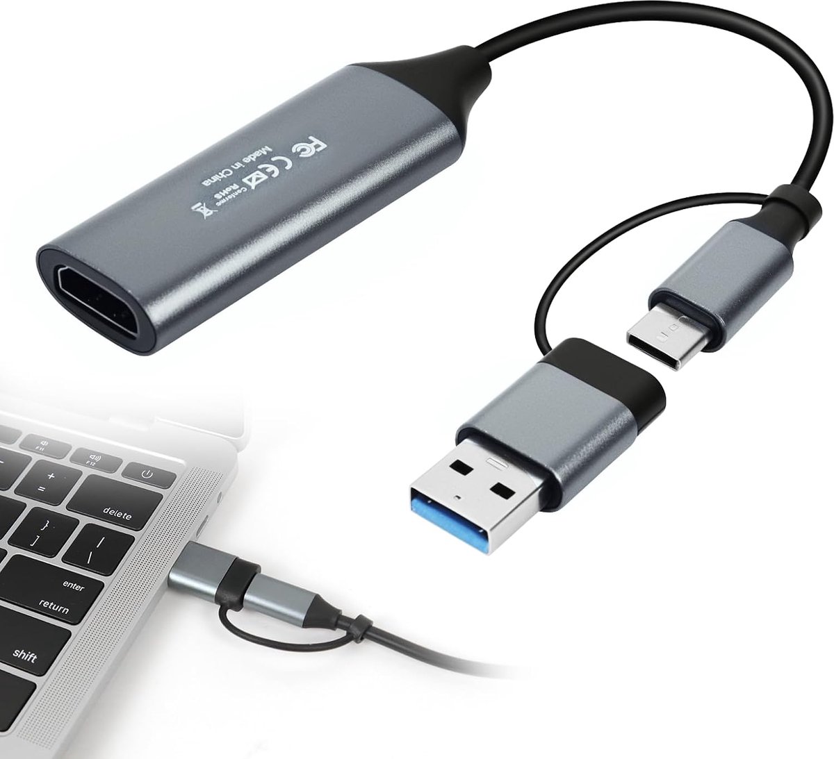 Capture Card, 4K USB 3.0 HDMI naar USB C/A Audio Capture Card 4K 30Hz 1080P Video Grabber voor Gaming Live Streaming Compatibel met Switch 2 Pad PC Mac OS Systeem PS5 Xbox TV Stick Camera Laptop